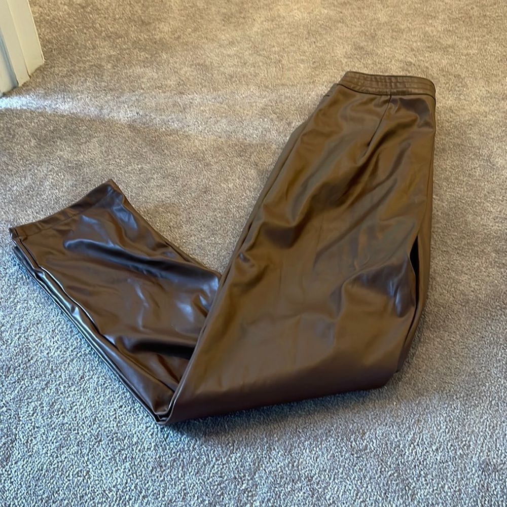 Brown Faux Leather Pants